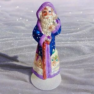 ht Vintage Glitterazzi Blown Glass Santa Figurine
